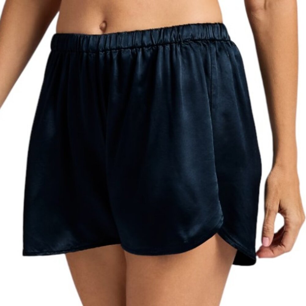Good American high-rise satin shorts black women's size 3 NWT